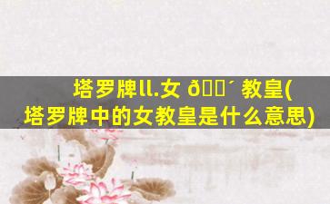 塔罗牌ll.女 🌴 教皇(塔罗牌中的女教皇是什么意思)